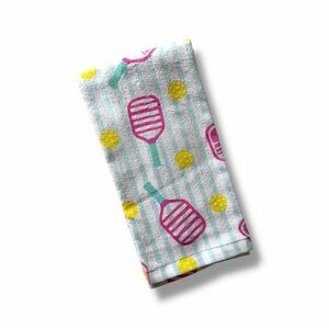 NWOT Preppy Pickleball Stripe Kitchen Towel Pink Paddles Blue